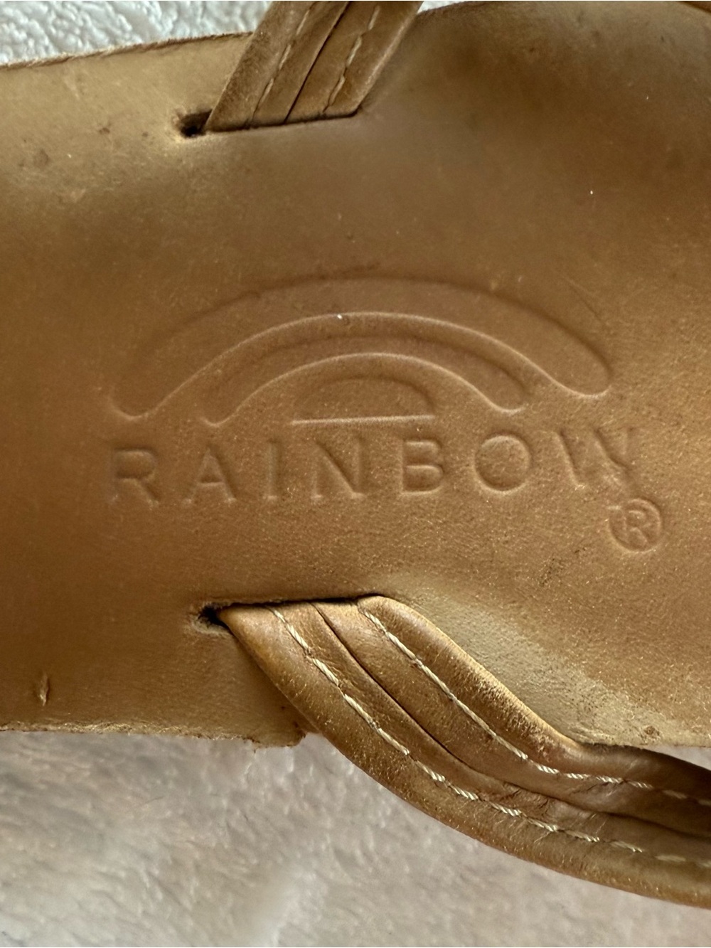 Rainbow Tan Leather-Style Women's Flip Flop Sandals - Picture 2 of 8